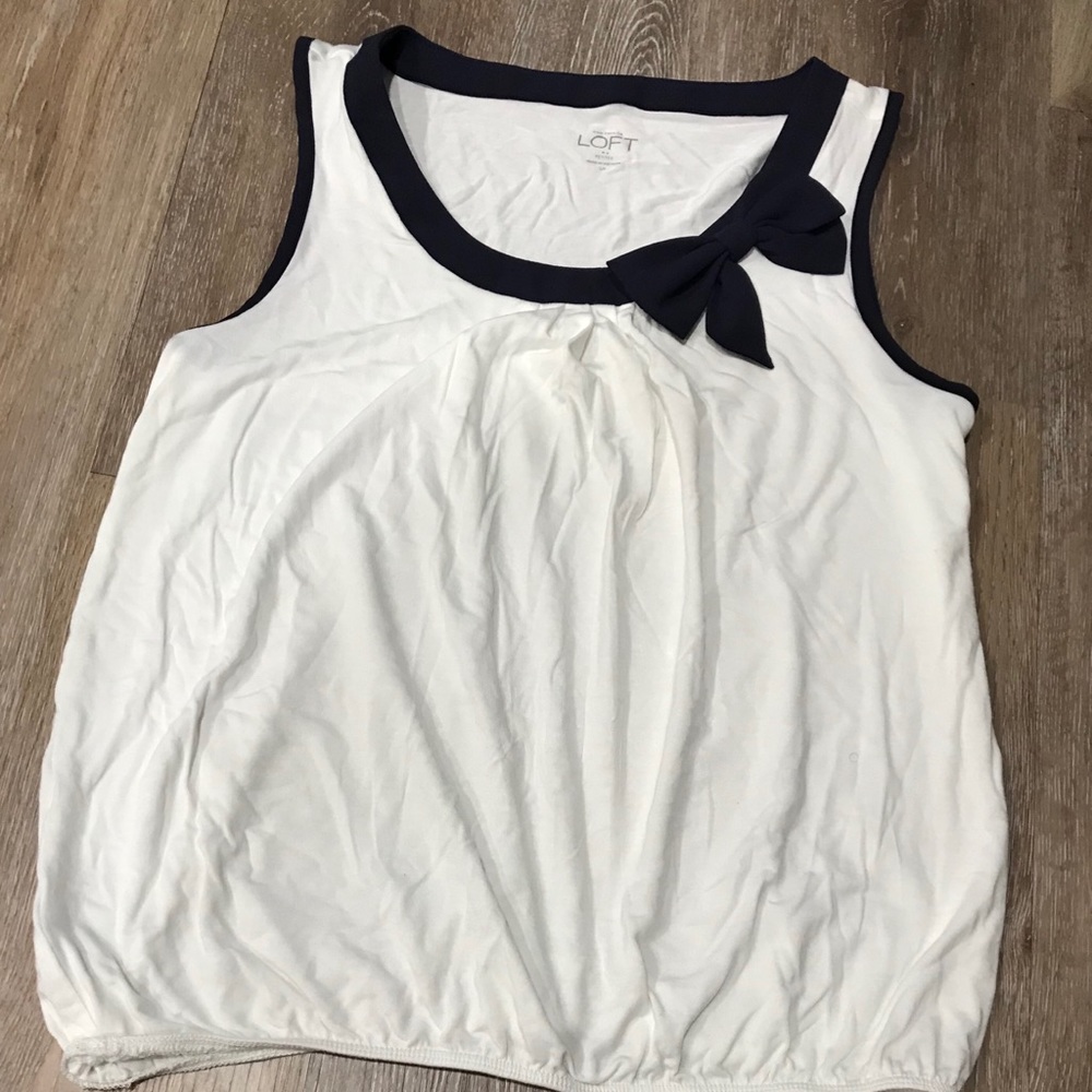 Ann Taylor Loft Ivory / Black Tank Top.